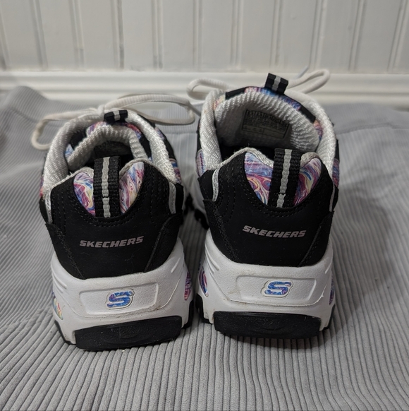 Skechers D’Lites Black Chunky Sneakers Rainbow Y2K Dad Shoes - Picture 5 of 10